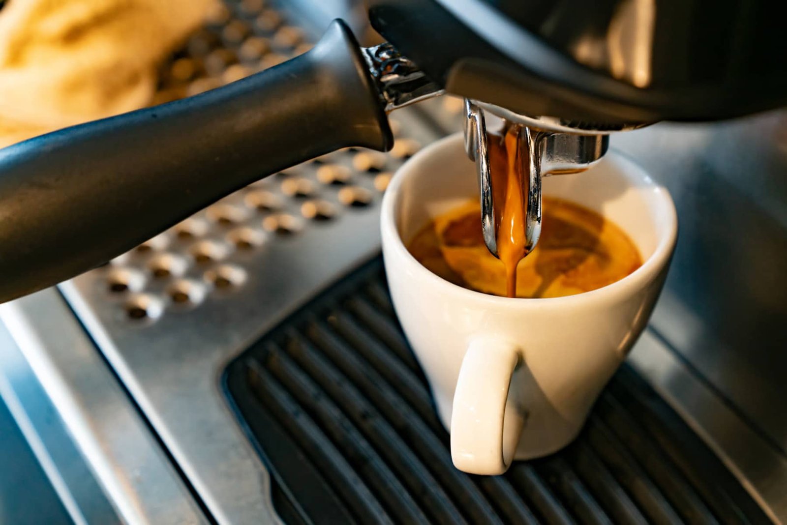 Espresso being prepared at the clubhouse coffee bar
